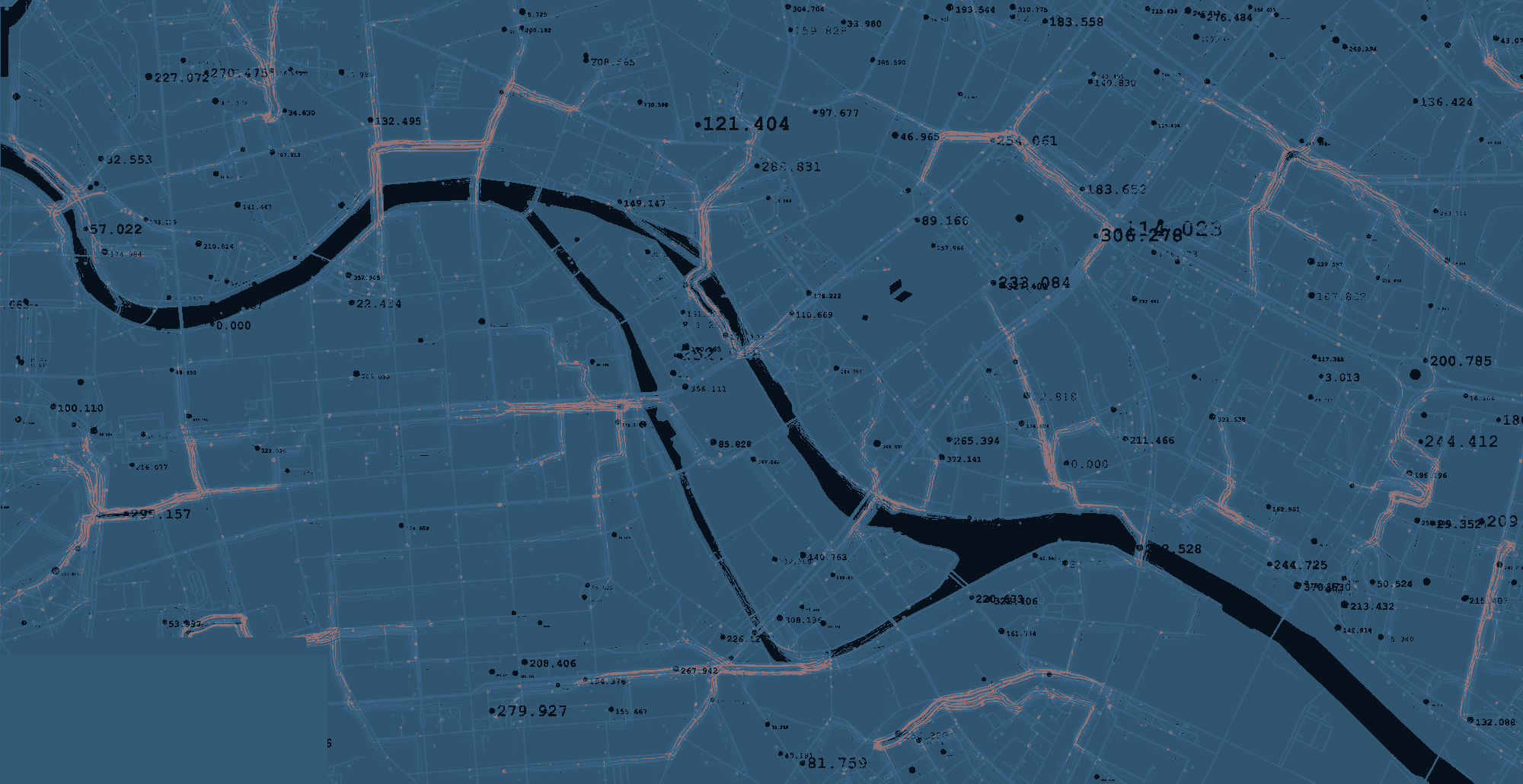 Flown city grid intelligence visual